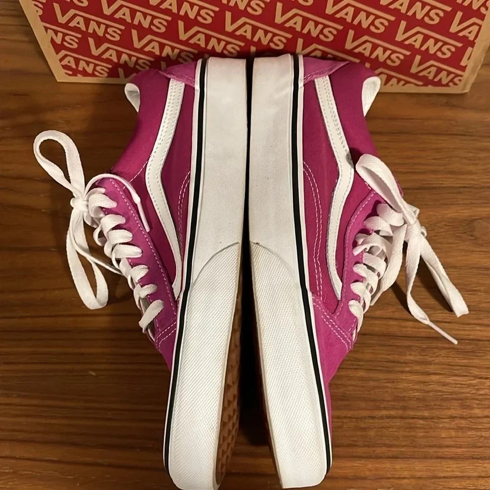 Vans Old Skool Fuchsia Red/True White Shoes- Size 8M/9.5W- worn once! - Picture 8 of 8